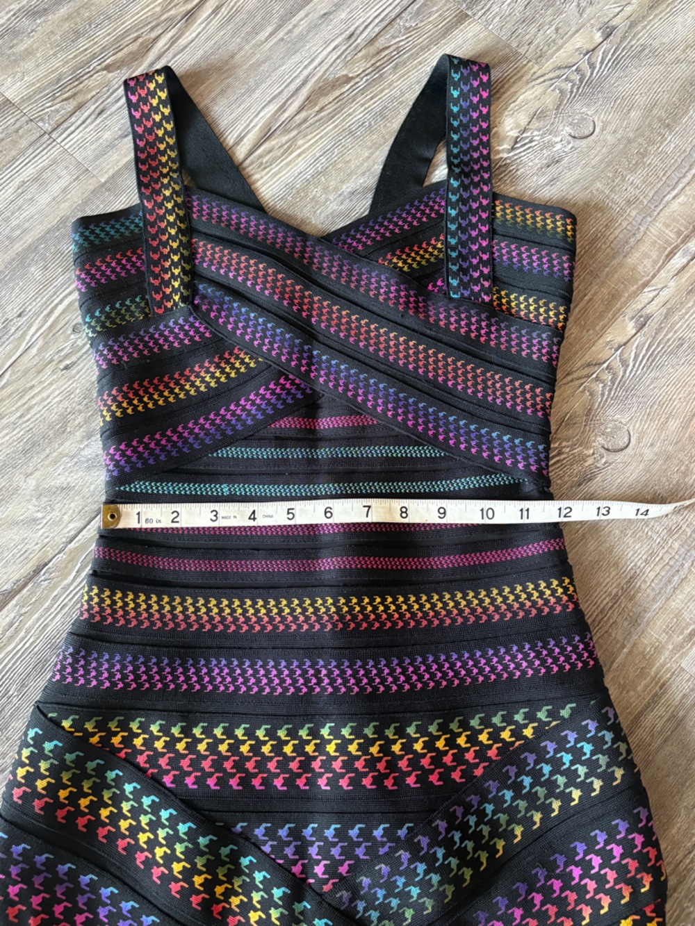 Black Mini Dress with metallic Rainbow - Picture 10 of 14